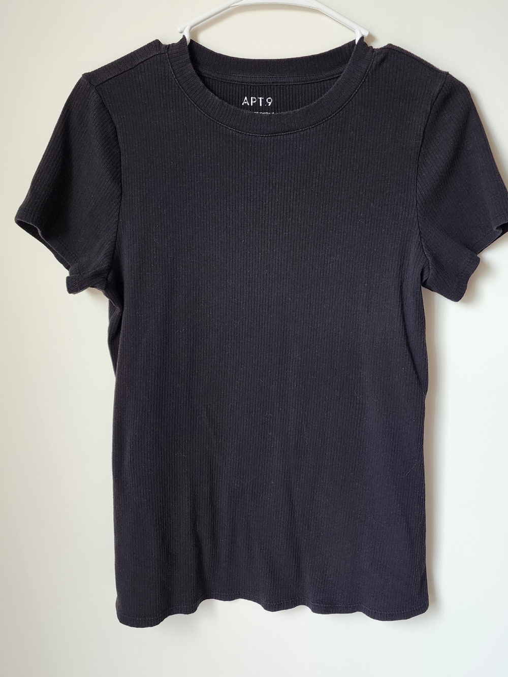Black Ribbed Fitted Tee